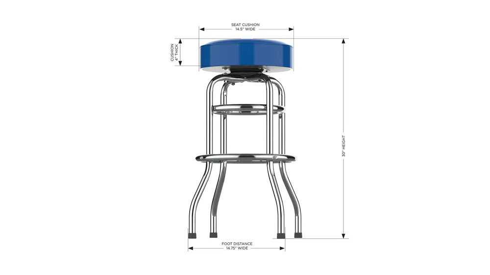 NFL Backless Swivel Bar Stool Dimensions
