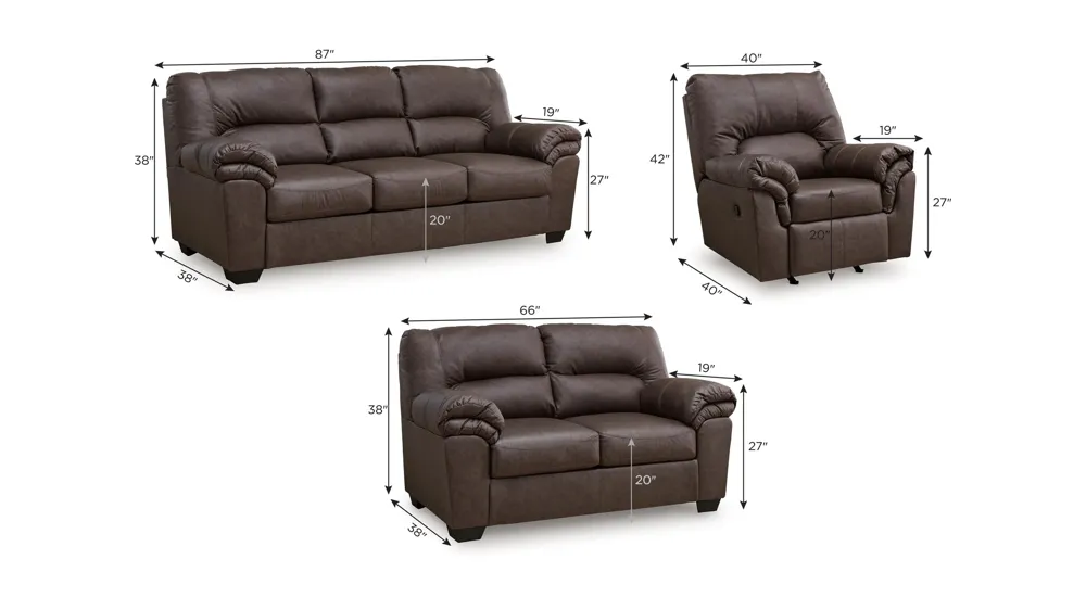Livingstone Living Room Set Dimensions