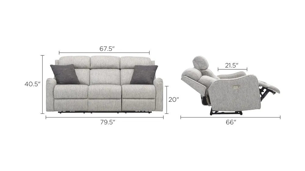 Waverly Power Sofa w/Power Headrest Dimensions