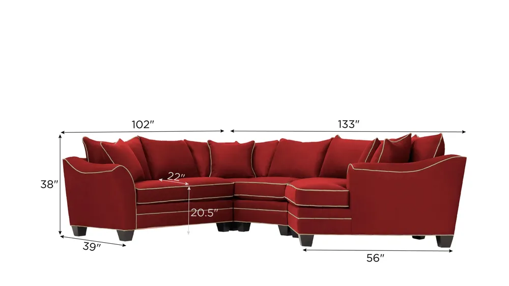 Foresthill 4-pc. Right Hand Cuddler Sectional Sofa Dimensions