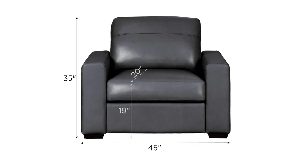 Harley 2-pc. Leather Chair Dimensions