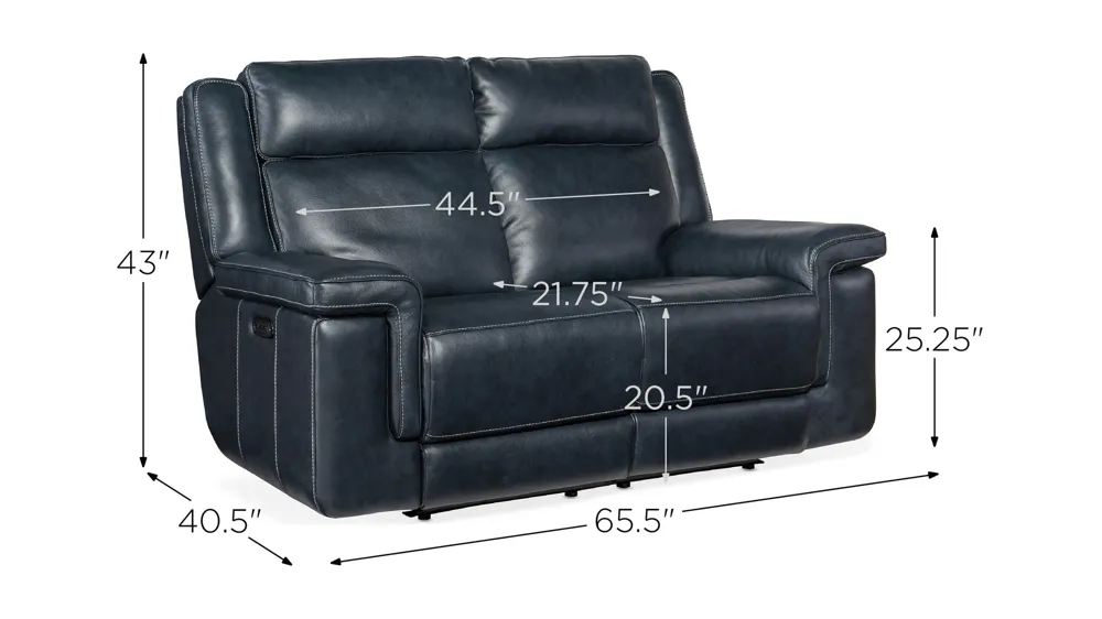 Montel Lay Flat Power Loveseat with Power Headrest & Lumbar Dimensions