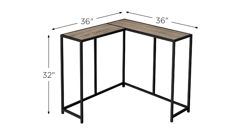 Sanza L-Shaped Console Table Dimensions