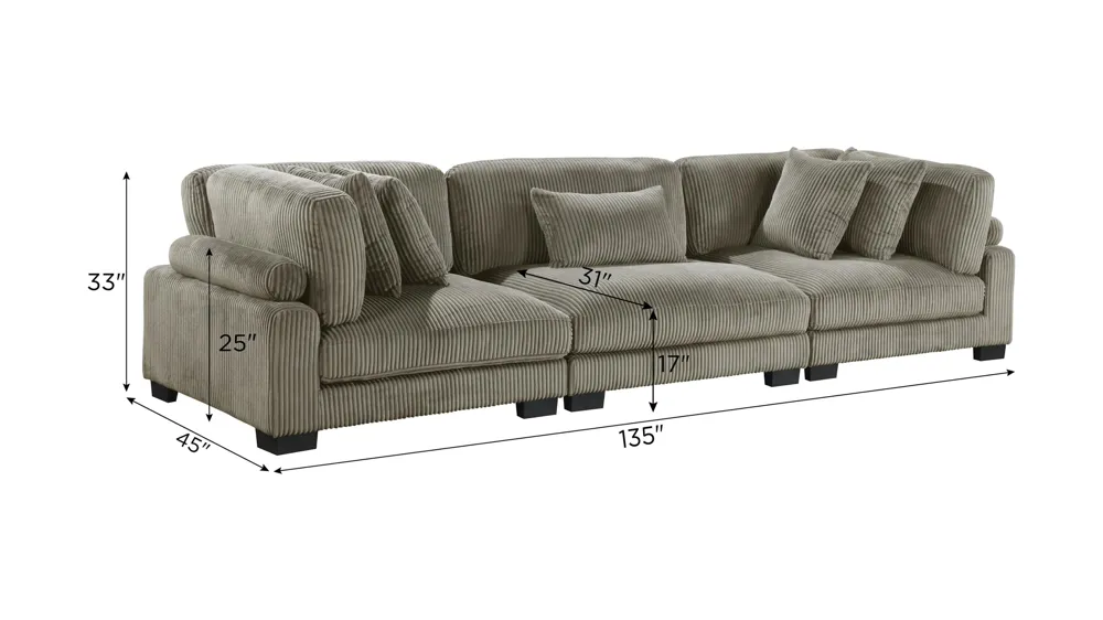Maverick 3-pc. Sofa Dimensions