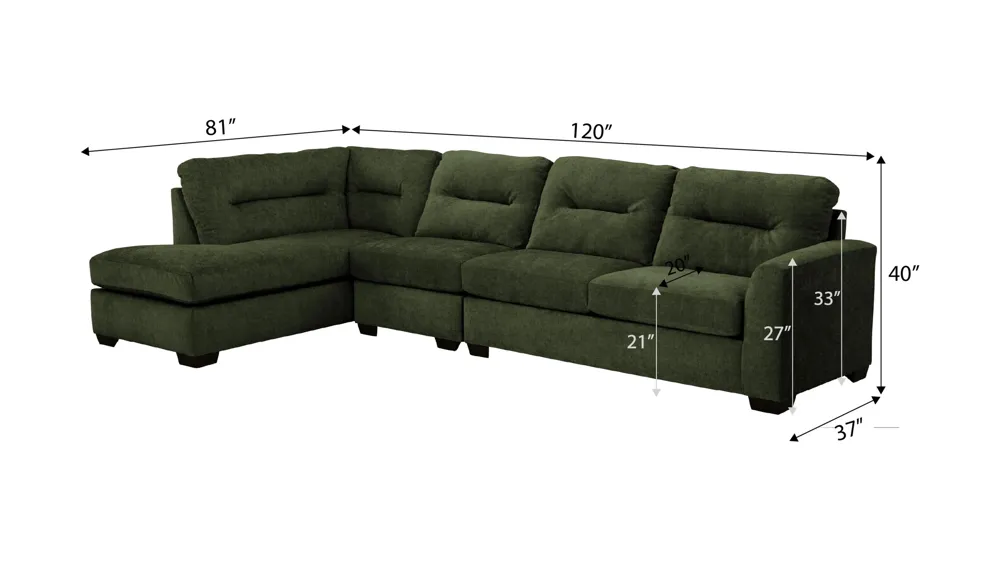 Oliver 3-pc. Sectional Dimensions