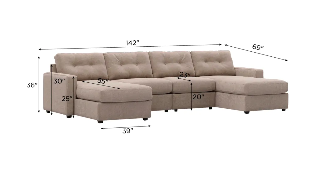 ModularOne 4-pc. Sectional Dimensions