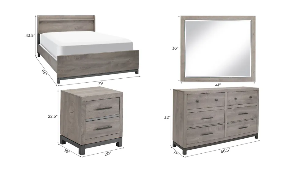 Rikki 4-pc. Bedroom Set Dimensions