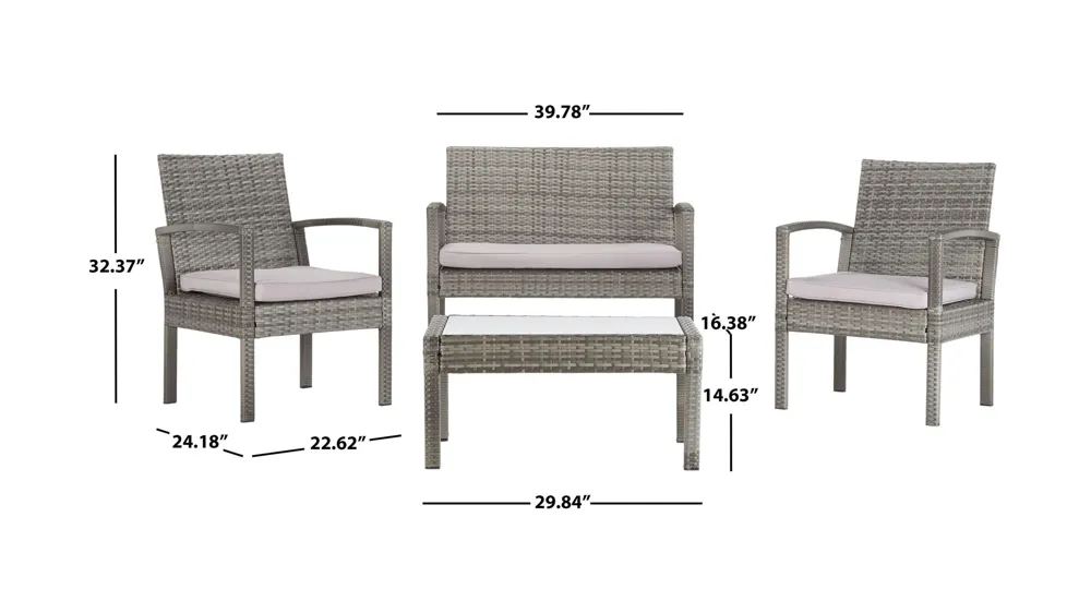Duke 4-pc. Patio Set Dimensions