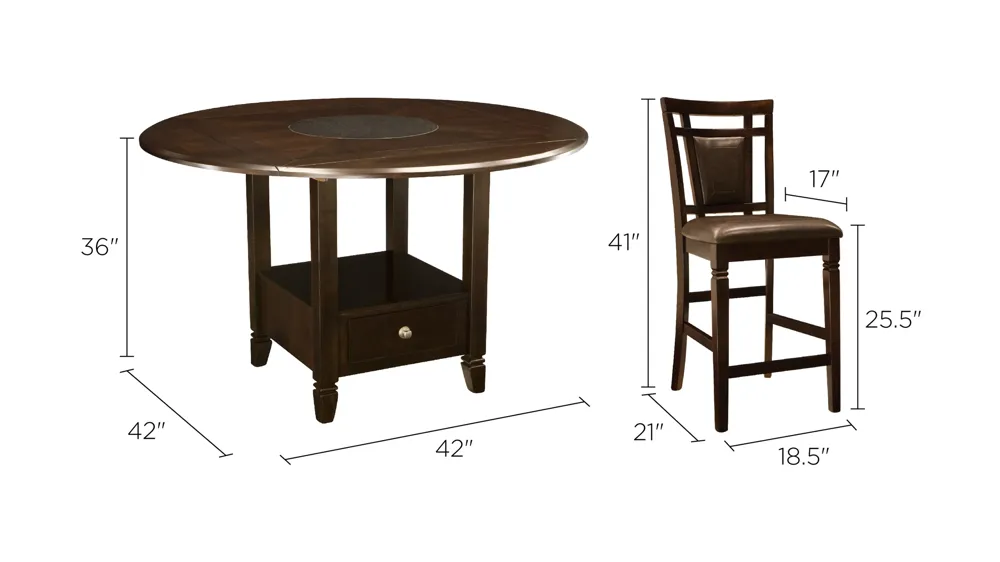 Northfield 5-pc. Counter-Height Dining Set Dimensions