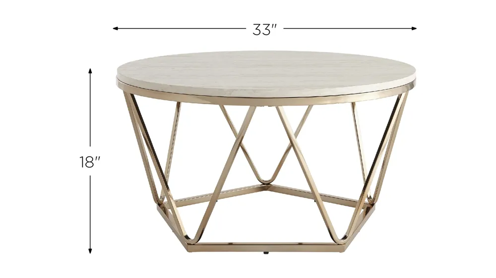 Bideford Round Faux Marble Cocktail Table Dimensions