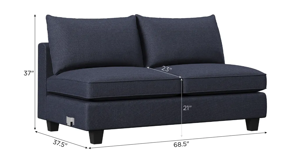 Daine Armless Loveseat Dimensions