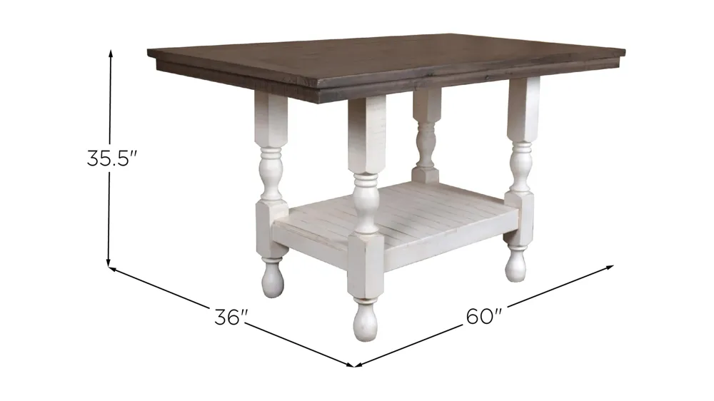 Rustic French 60" Counter Height Table Dimensions