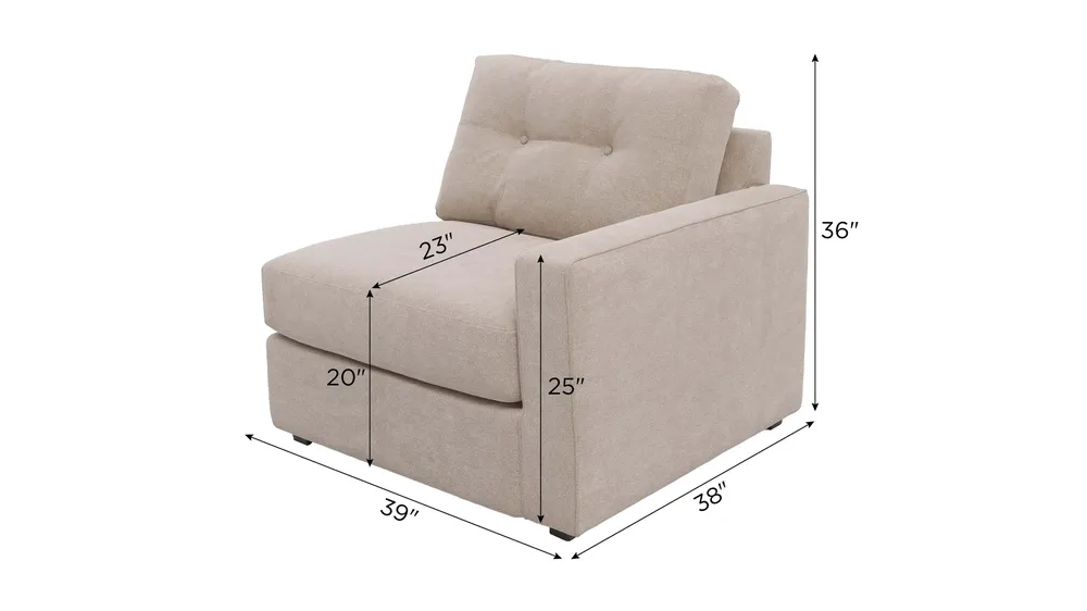 ModularOne Right Arm Facing Chair Dimensions