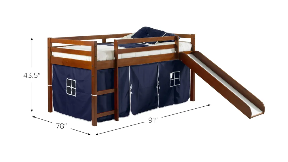 Tent Low Loft Bed with Slide & Tent Kit Dimensions