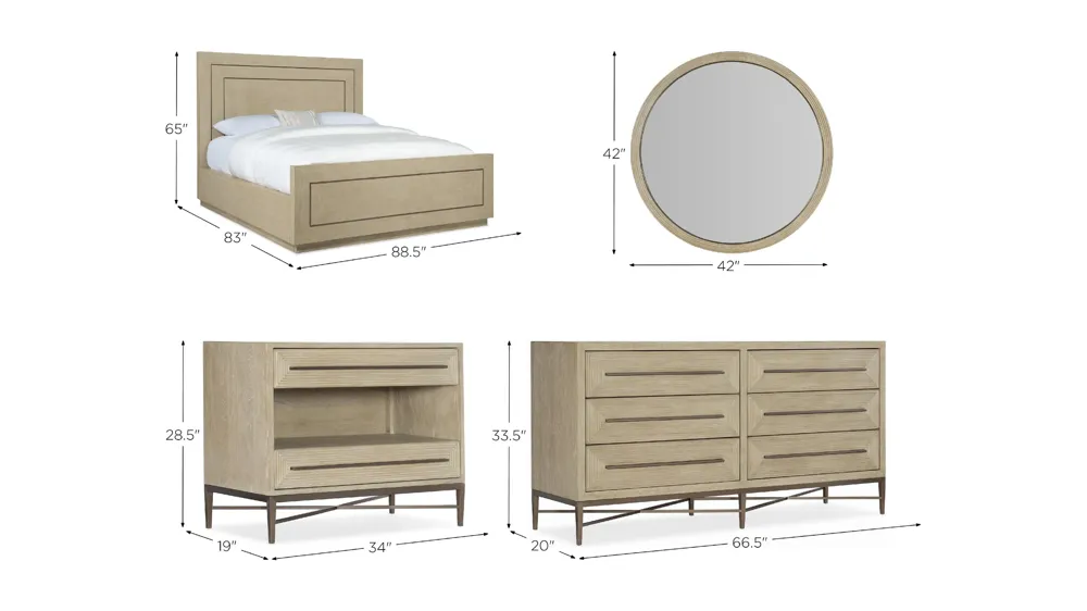 Cascade 4-pc. Panel Bedroom Set Dimensions