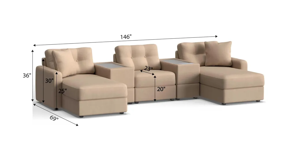 ModularOne 4-pc. Sectional Dimensions