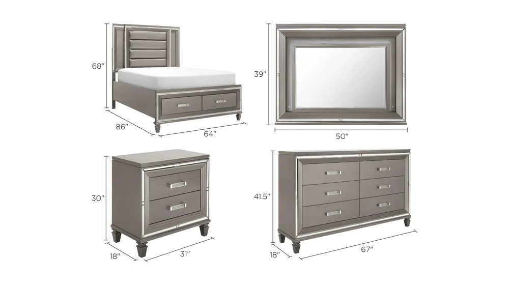Selena 4-pc. Platform Bedroom Set with Storage Bed Dimensions