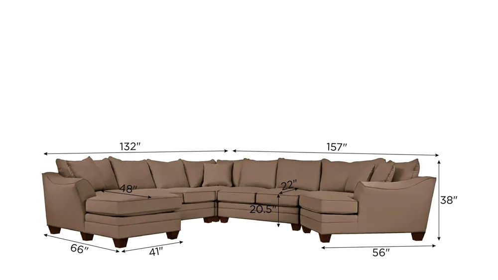 Foresthill 5-pc. Left Hand Facing Sectional Sofa Dimensions