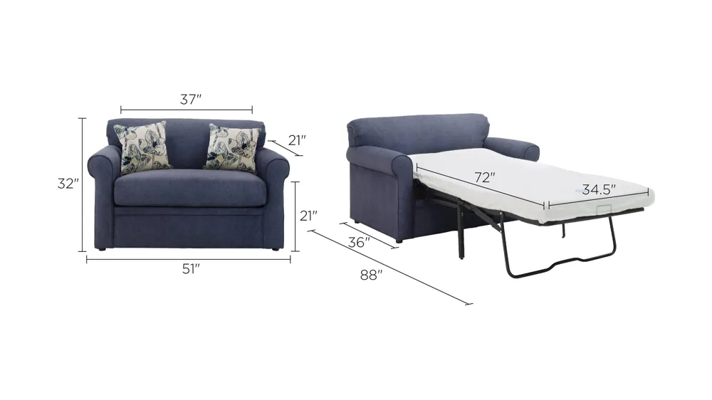 Luann Twin Sleeper Sofa Dimensions