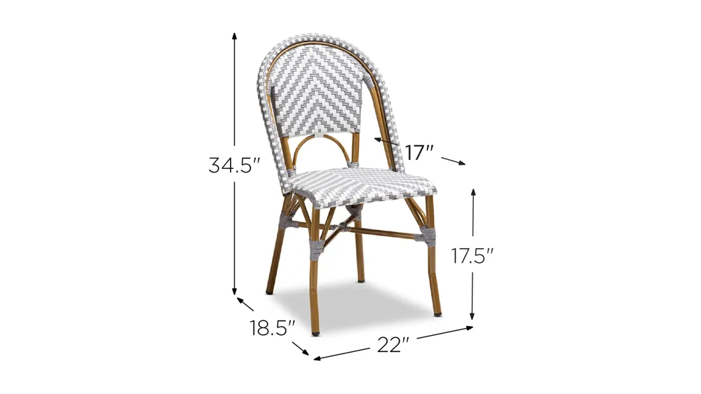 Celie Outdoor Stackable Bistro Dining Chair Dimensions