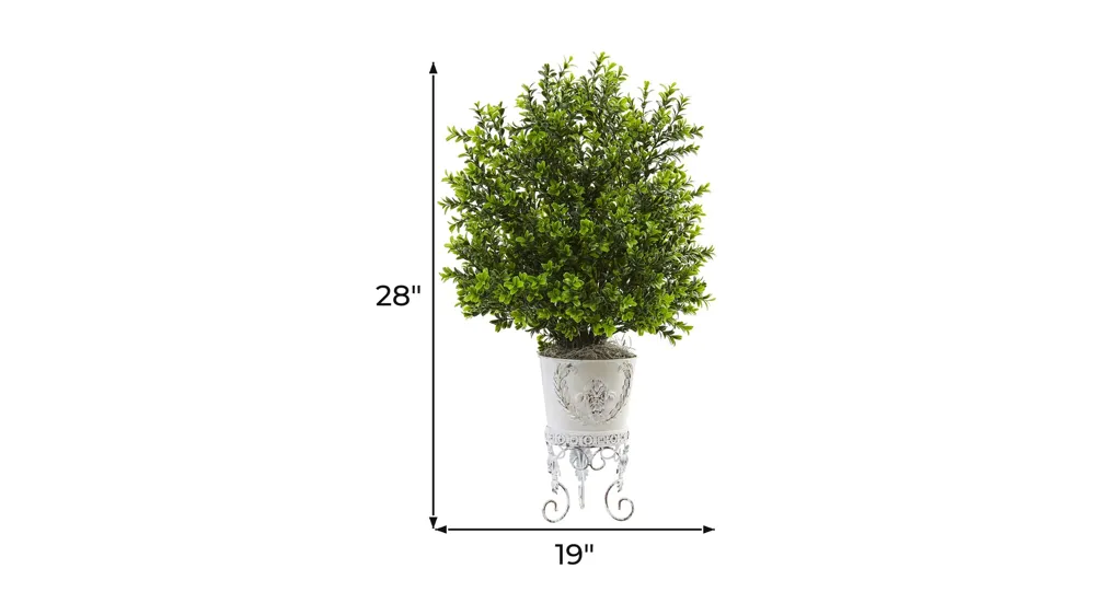 28in. Boxwood with Metal Planter Dimensions
