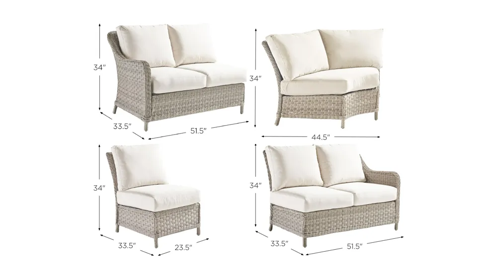 Mayfair 4-pc. Outdoor Sectional Dimensions