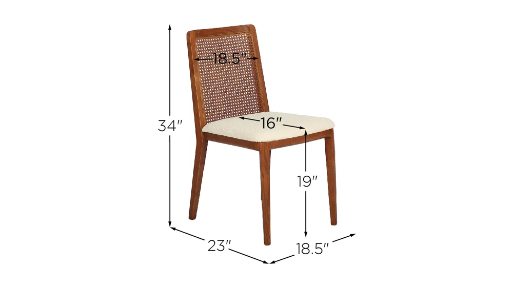 Cane Dining Chair- Set of 2 Dimensions