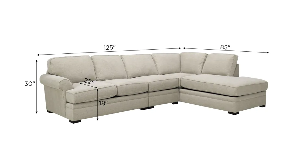 Grady 3-pc. Sectional Dimensions