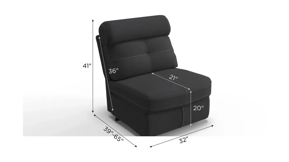 Lugano Microfiber Armless Recliner Dimensions