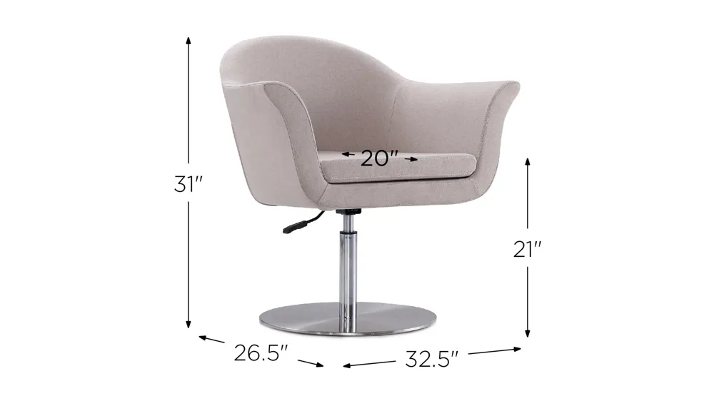 Voyager Swivel Adjustable Accent Chair (Set of 2) Dimensions