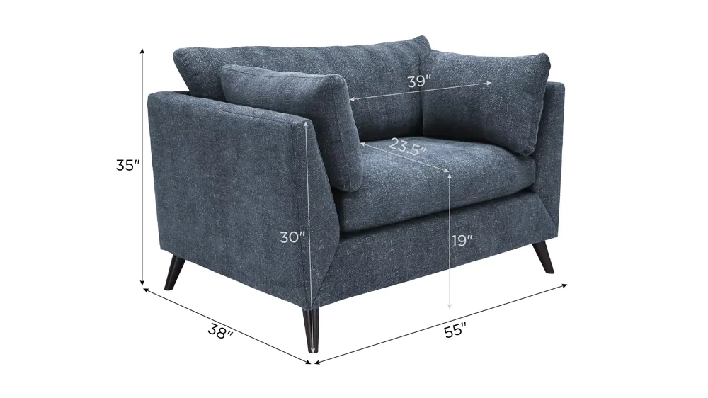 Caruso Chair-and-a-Half Dimensions