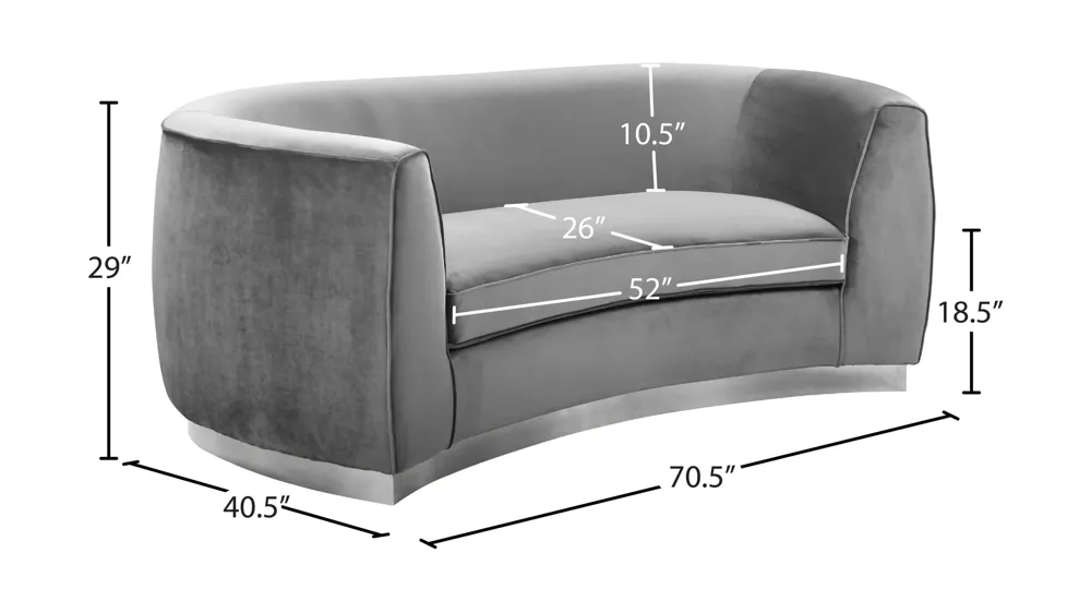 Julian Velvet Loveseat Dimensions