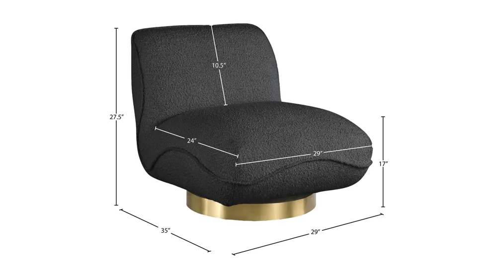Geneva Boucle Fabric Swivel Accent Chair Dimensions