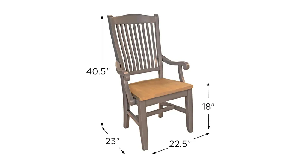 Port Townsend Slatback Arm Chair - Set of 2 Dimensions