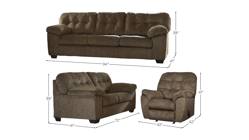 Accrington Sofa and Loveseat with Recliner Dimensions