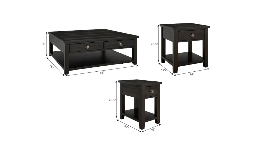Kiara 3-pc. Occasional Tables Dimensions