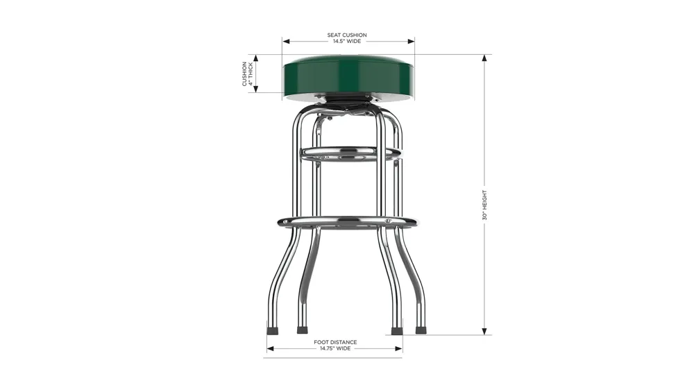 NFL Backless Swivel Bar Stool Dimensions