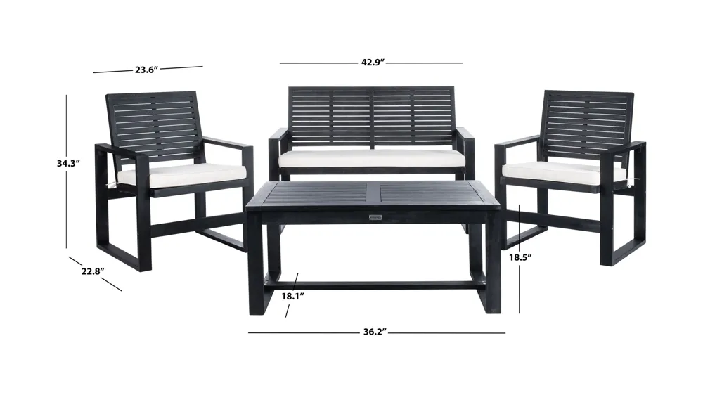Lia 4-pc. Patio Set Dimensions