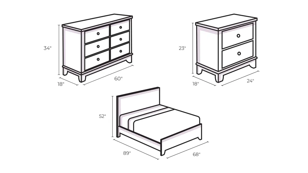 Marquis 4-pc. Bedroom Set Dimensions