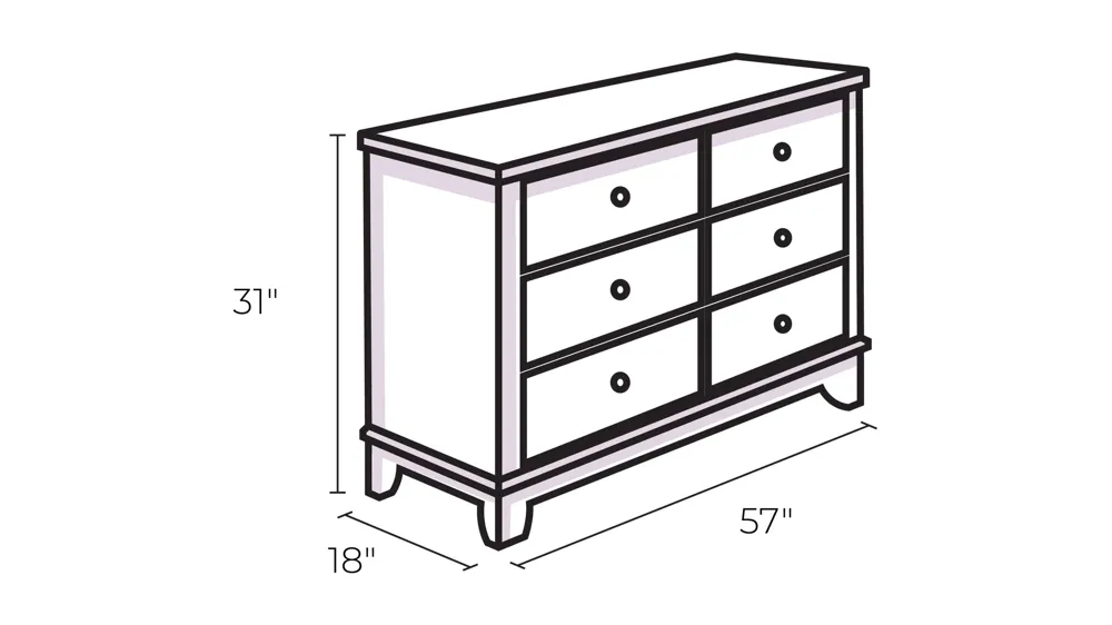 Hathaway 6 Drawer Dresser Dimensions