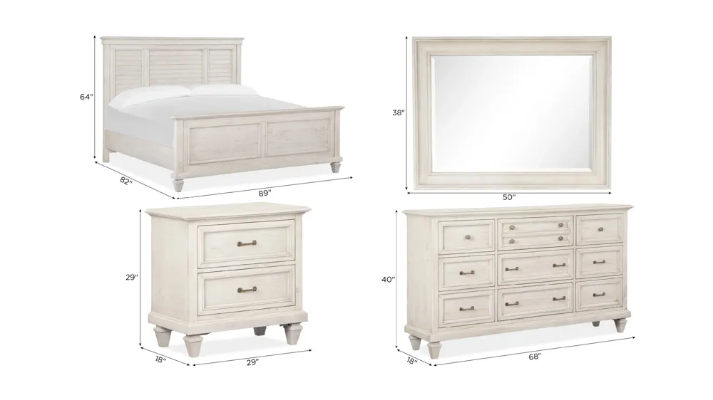 Ashford 4-pc. Shutter Panel Bedroom Set Dimensions