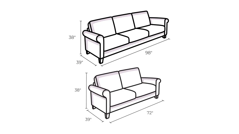 Mondo 2-pc. Sofa & Loveseat Set Dimensions