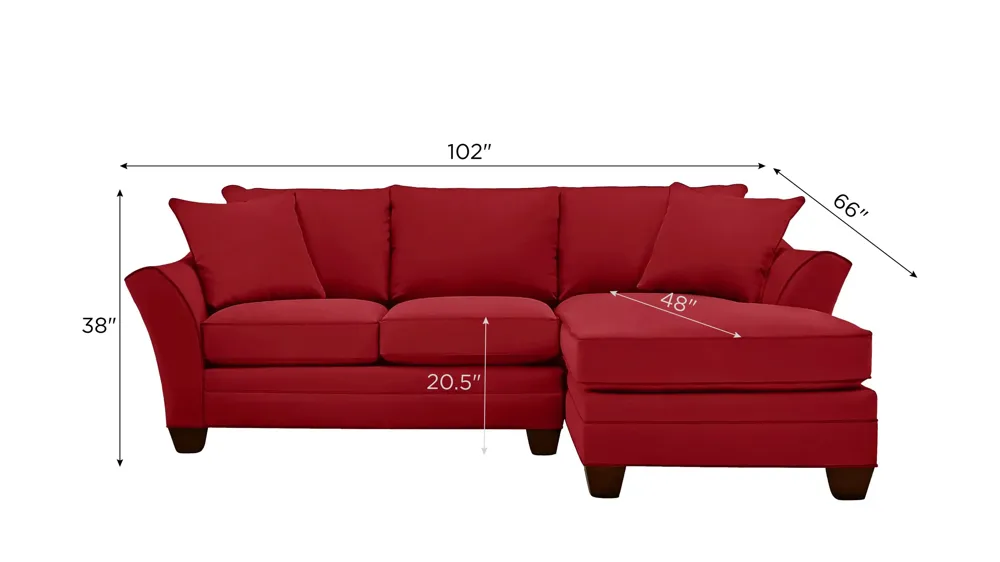 Foresthill 2-pc. Right Hand Chaise Sectional Sofa Dimensions