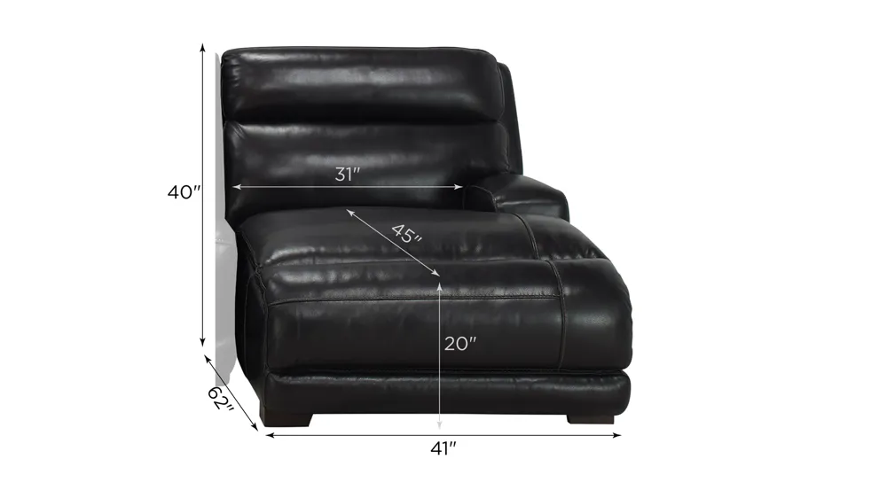 Tompkins Leather Right Arm Facing Chaise Dimensions