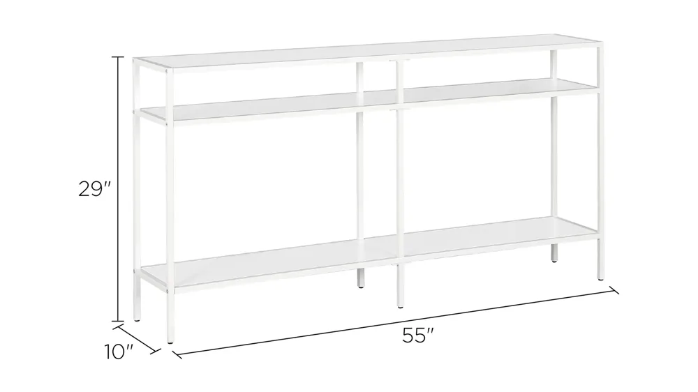 Paulino 55" Rectangular Accent Table with Metal Shelves Dimensions
