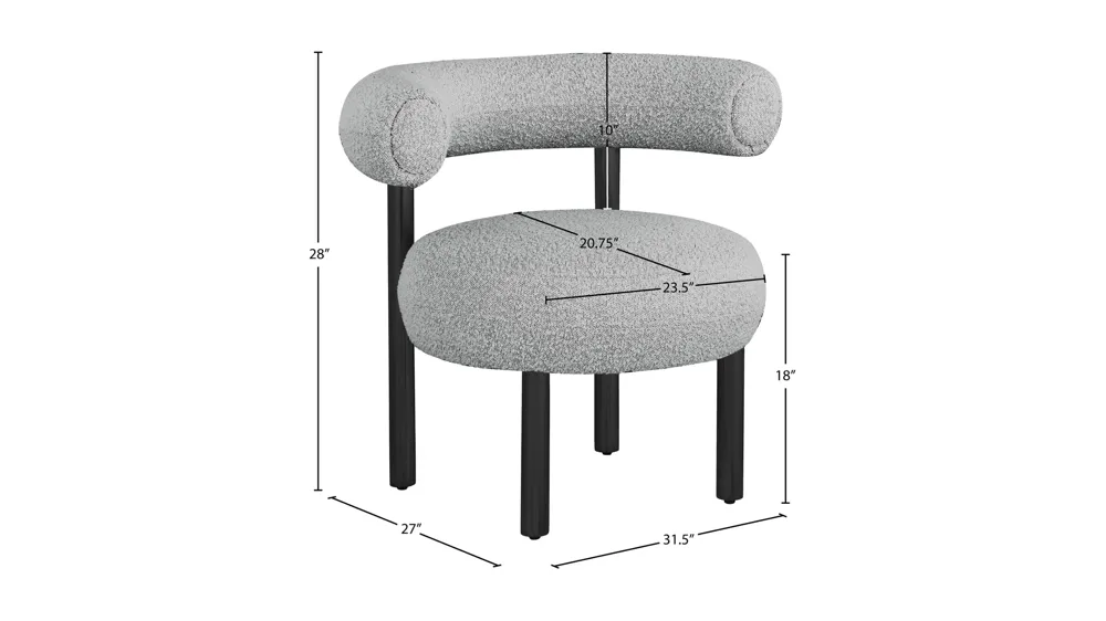 Bordeaux Boucle Fabric Accent Chair Dimensions