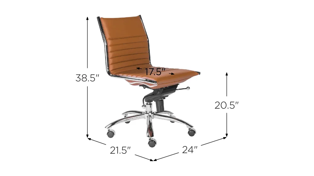 Dirk Armless Low Back Office Chair Dimensions
