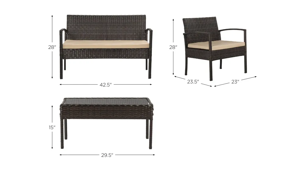 Porterville 4-pc. Patio Set Dimensions