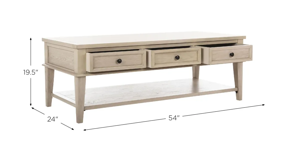 Lucille Coffee Table With Storage Drawers Dimensions