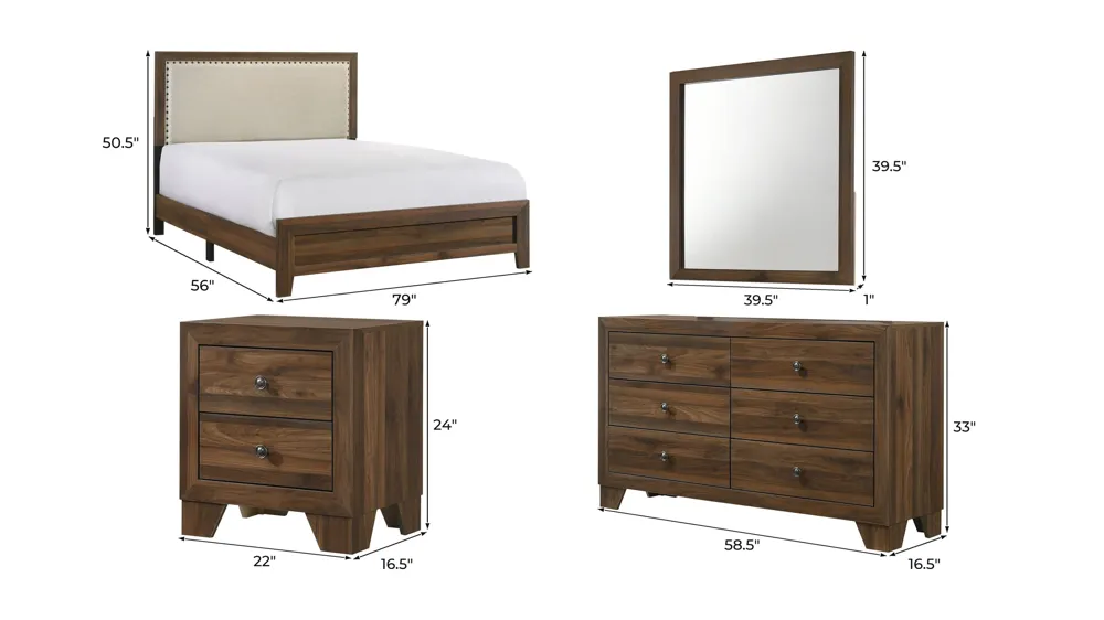 Millie 4-pc. Bedroom Set Dimensions